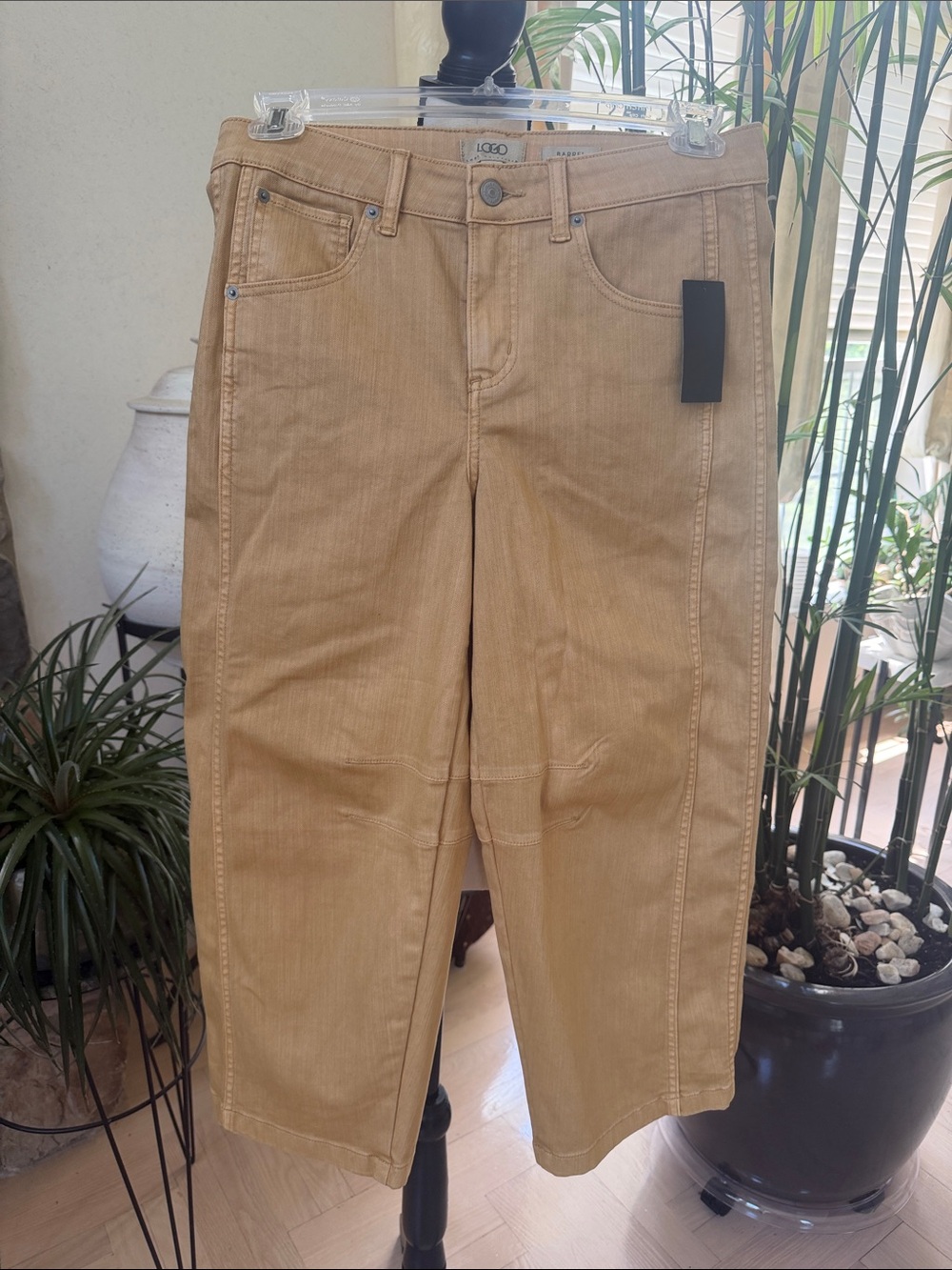 LOGO by Lori Goldstein Camel Cropped Barrel  Jeans